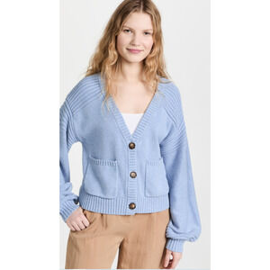 NAADAM Size Small Donegal Cardigan Sweater Baby Blue $295 msrp J6-3